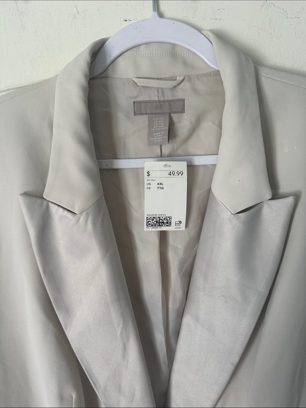H&M Cream Single-Button Blazer-XXL - Picture 2 of 5